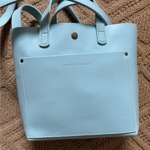 Portland Leather Sky Blue Crossbody Tote